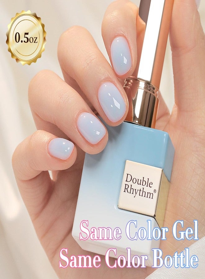 Double Rhythm 0.50 OZ Translucent Gel Polish Same Color Same Bottle Sheer Pastel Neutral Natural Milky 15 ML Jelly UV Nail Art DIY at Home (Blue-A1624) - Image 4